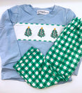Load image into Gallery viewer, Christmas Tree Embroidery with Plaid Pants Set
