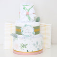 Load image into Gallery viewer, Floral Greenery Diaper Cake

