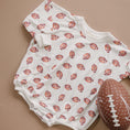Load image into Gallery viewer, Football Print Bamboo Bubble Romper
