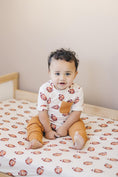 Load image into Gallery viewer, Football Print Bamboo Crib Sheet
