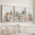 Load image into Gallery viewer, Forest Animal Nursery Decor. Cute Fox Fawn Bear Print Set
