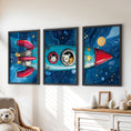 Load image into Gallery viewer, Outer Space Kids Wall Art. Rocket and Stars Nursery Prints
