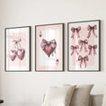 Load image into Gallery viewer, Coquette Cherry Wall Art Set of 3. Pink Romantic Decor
