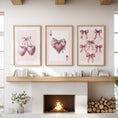 Load image into Gallery viewer, Coquette Cherry Wall Art Set of 3. Pink Romantic Decor
