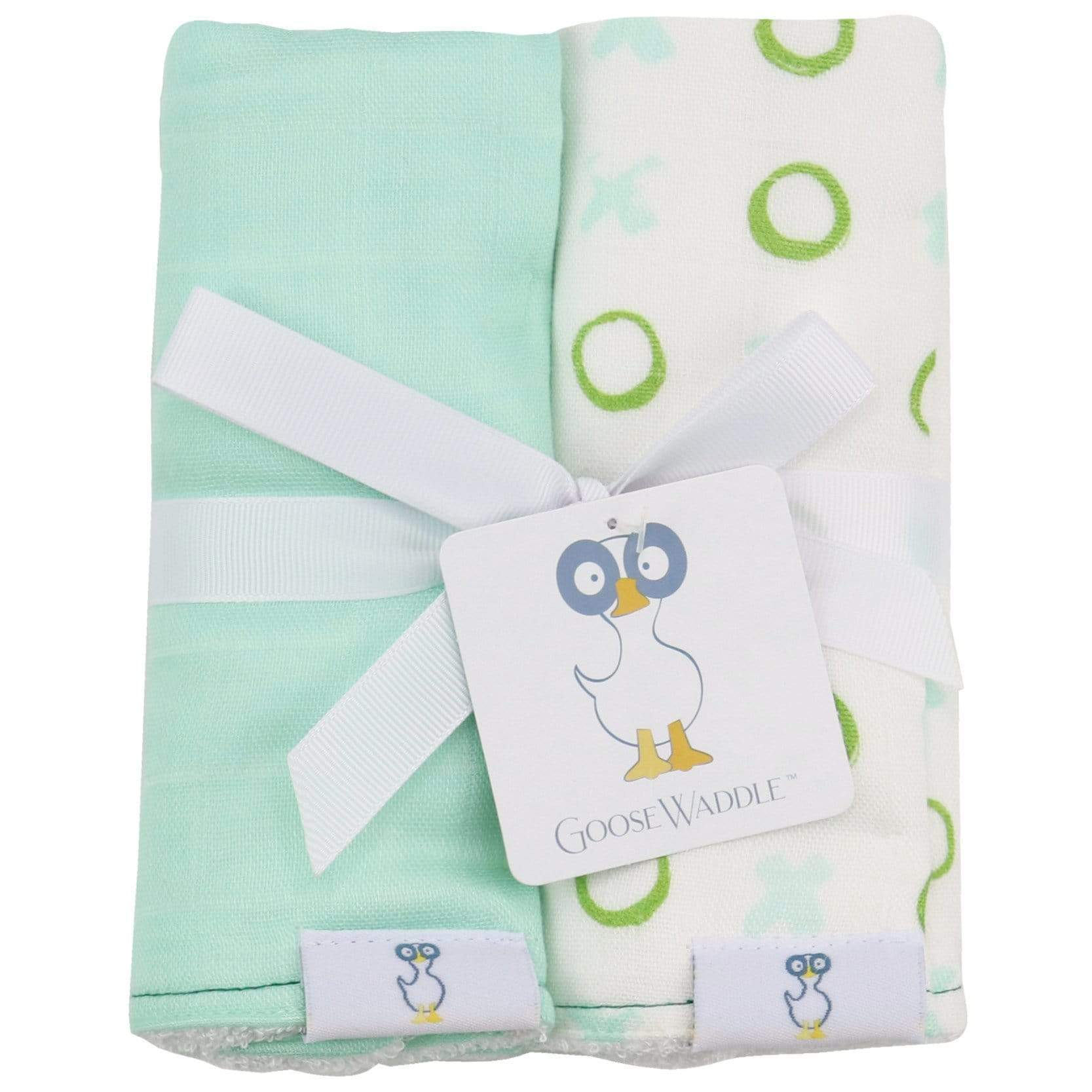 Wholesale  2 PK Muslin & Terry Cloth Burp Cloth XO/Mint