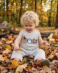 Load image into Gallery viewer, Gray Boo Applique Longalls
