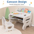 Load image into Gallery viewer, Kids Drawing Table and Chair Set with Watercolor Pens and Blackboard Eraser
