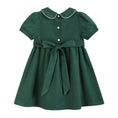Load image into Gallery viewer, Green Corduroy Santa Smocked Dress
