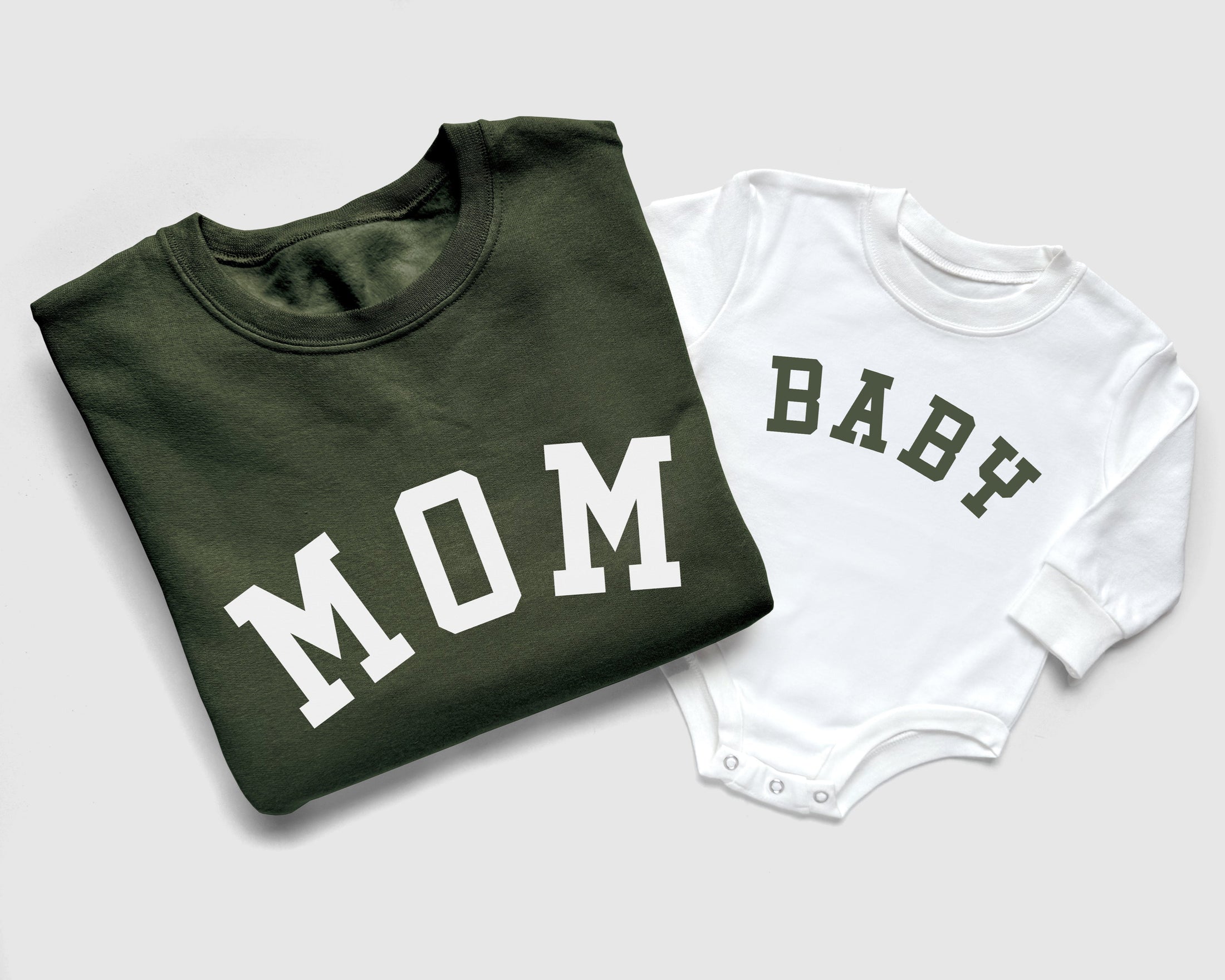 Mom, Dad and Baby Family Matching Sweatshirts in Army Green