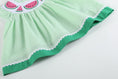 Load image into Gallery viewer, Green & White Stripe Watermelon Smocked Angel-Sleeve Dress & Bloomers
