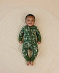 Load image into Gallery viewer, Bamboo Zip Romper | Green Camo Bolts
