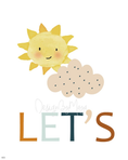 Load image into Gallery viewer, "Let's Just Play" - Sunshine, Rainbow, Clouds Playroom Set - Luster Paper Nursery Wall Art Prints
