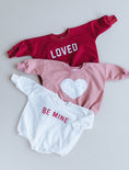 Load image into Gallery viewer, Distressed Heart Sweatshirt Romper - more colors
