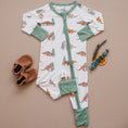 Load image into Gallery viewer, Christmas Tree-Rex Dino Bamboo Zippy Romper *Newborn left
