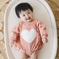 Load image into Gallery viewer, Distressed Heart Sweatshirt Romper - more colors
