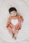 Load image into Gallery viewer, Distressed Heart Sweatshirt Romper - more colors

