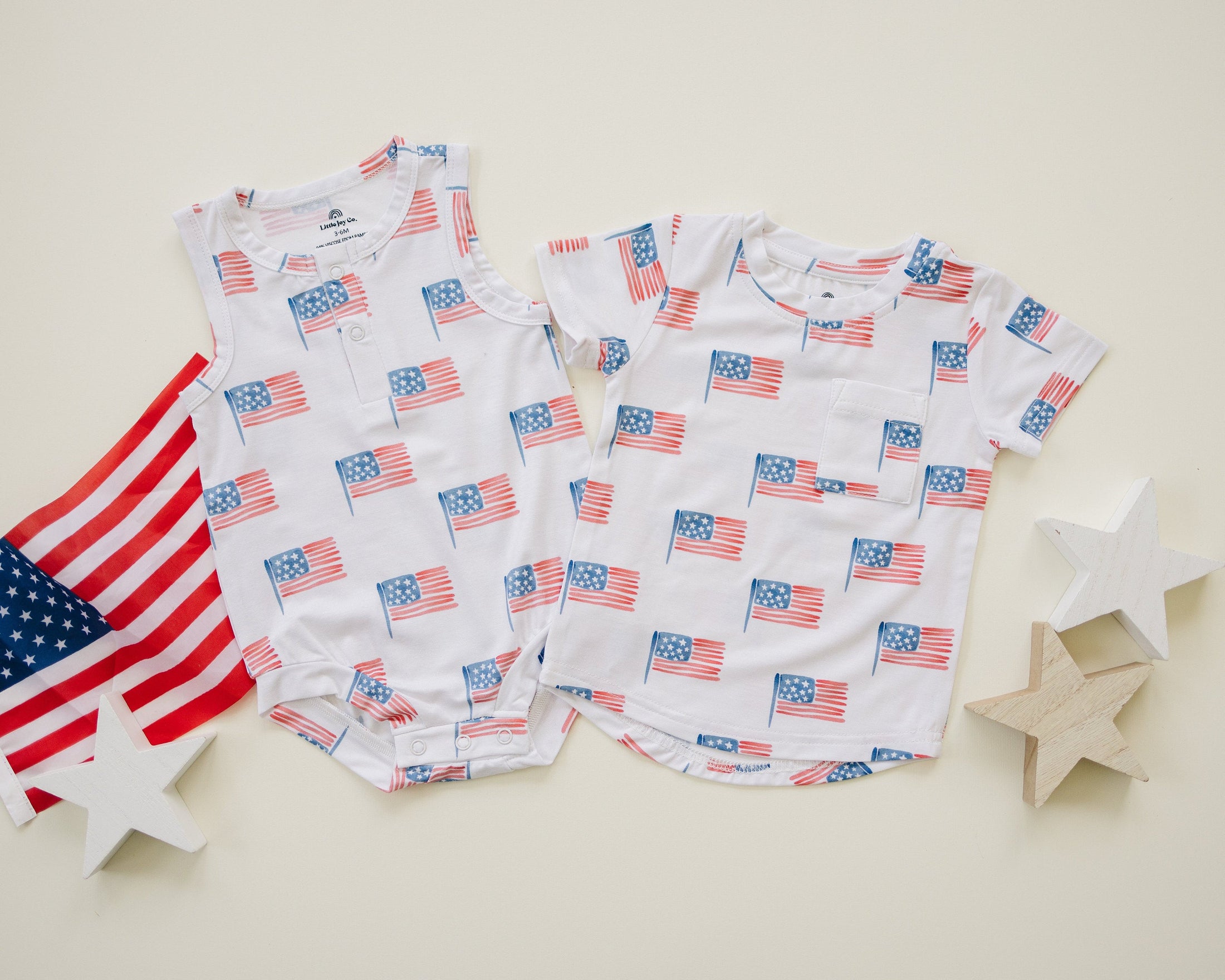 Flag Print Bamboo Romper