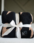 Load image into Gallery viewer, Black + Camel Bolt Cozy Blanket
