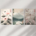 Load image into Gallery viewer, Japandi Style Set of 3 Wall Art. Floral and Mountain Prints

