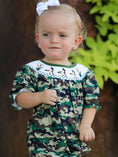 Load image into Gallery viewer, Camouflage Duck Smocking Embroidery Girls Romper
