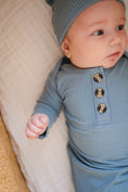 Load image into Gallery viewer, Knotted Baby Gown - Arona Blue Ribbed
