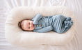 Load image into Gallery viewer, Knotted Baby Gown - Arona Blue Ribbed

