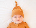 Load image into Gallery viewer, Caramel Ribbed Bamboo Knotted Baby Gown
