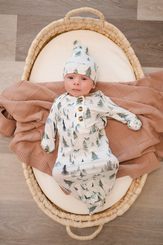 Green Forest Bamboo Knotted Baby Gown