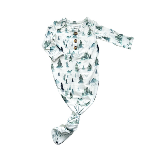 Green Forest Bamboo Knotted Baby Gown