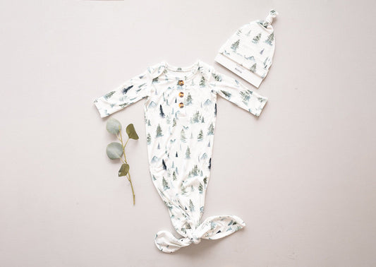 Green Forest Bamboo Knotted Baby Gown
