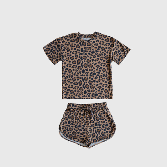 Girl's Bamboo Short Set | Leopard