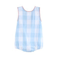 Load image into Gallery viewer, Light Blue Gingham American Flag Romper
