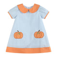 Load image into Gallery viewer, Light Blue Pumpkin Applique Collared Dress
