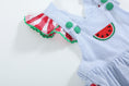 Load image into Gallery viewer, Light Blue Seersucker and Gingham Watermelon Ruffle Romper
