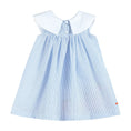 Load image into Gallery viewer, Light Blue Seersucker Pumpkin Yoke Dress
