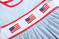 Load image into Gallery viewer, Light Blue USA Flag Smocked Dress
