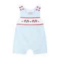 Load image into Gallery viewer, Light Blue USA Flag Smocked Shortalls

