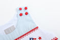 Load image into Gallery viewer, Light Blue USA Flag Smocked Shortalls
