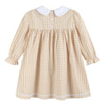 Load image into Gallery viewer, Light Brown Gingham Pumpkin Vine Ruffle Dress
