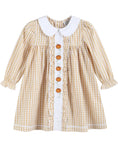 Load image into Gallery viewer, Light Brown Gingham Pumpkin Vine Ruffle Dress
