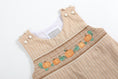 Load image into Gallery viewer, Light Brown Pinstripe Pumpkin Smocked Longall
