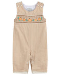 Load image into Gallery viewer, Light Brown Pinstripe Pumpkin Smocked Longall
