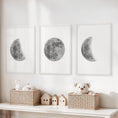 Load image into Gallery viewer, Moon Phases Set of 3 Prints. Black and White Lunar Cycle
