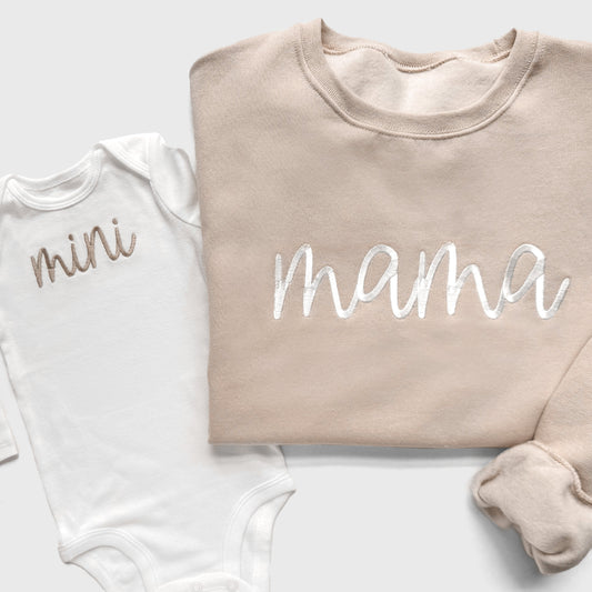 Embroidered Mother Daughter Matching Sweatshirts and Baby Outfits