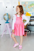 Load image into Gallery viewer, Neon Pink Faux Suede Pinafore
