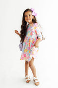Load image into Gallery viewer, Colorful Carnations 3/4 Sleeve Ruffle Twirl Dress
