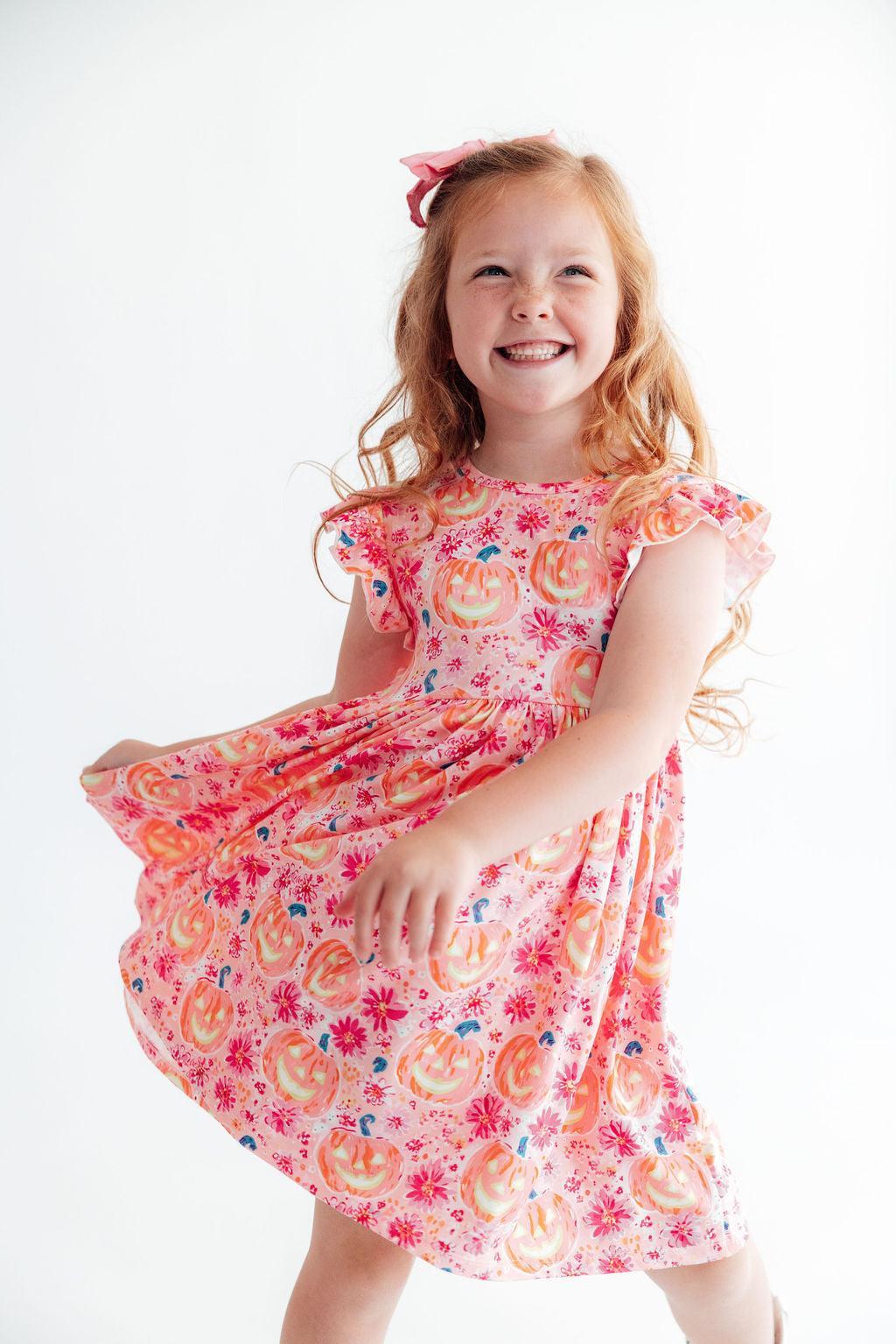 Spooktacular Flutter Sleeve Twirl Dress