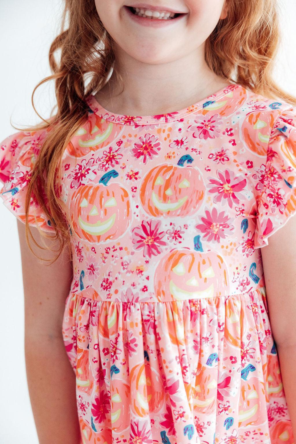 Spooktacular Flutter Sleeve Twirl Dress