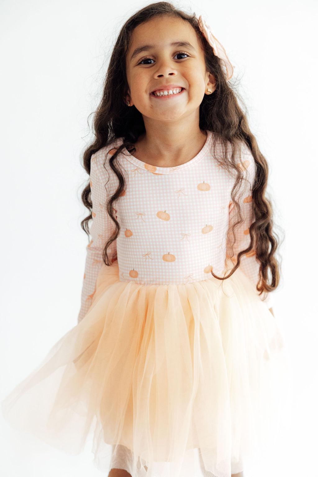 Gingham Pumpkins L/S Tutu Dress