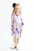 Load image into Gallery viewer, Tied with a Boo Lavender L/S Pocket Twirl Dress

